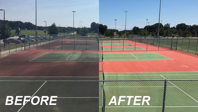 Pressure Pros of the Carolinas | Rock Hill, SC | tennis court before and after